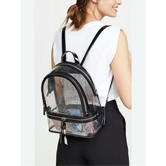 Clear pvc see through jelly MK MIchael Kors Rhea  lg backpack bag purse knapsack - Picture 1 of 9